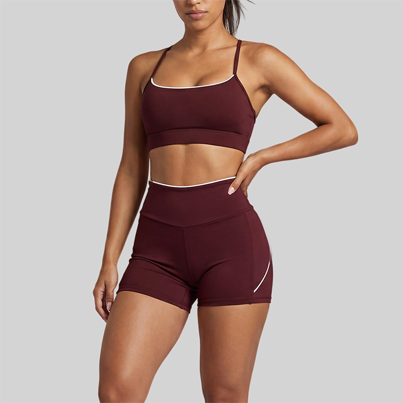 Wholesale Women Color-Block Y-Shape Back Bare-Feel Tank Top & Shorts Set (Pre-sale)