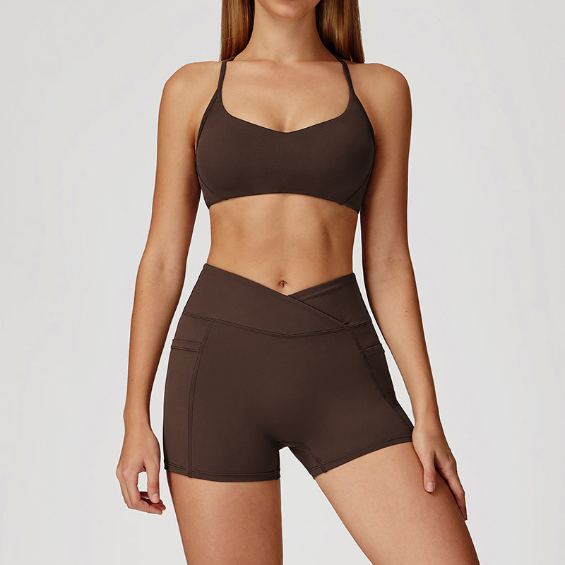 Thin Straps Bra + Butt-Lifting Shorts 2-Piece Set