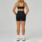 Seamless thin straps Sports Bra + High-waisted shorts 2-Piece Set
