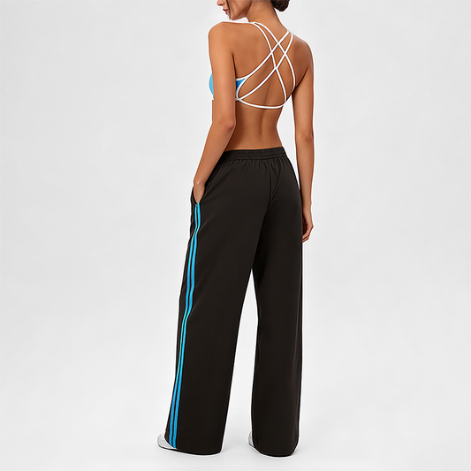 Wholesale Contrasting bra with removable pads+High-waisted pants set (Pre-sale)