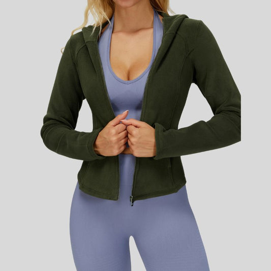Wholesale Fleece-lined hooded jacket with zipper. | Wonderxfans bulk activewear