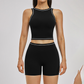 Wholesale Color Block Yoga Halter Vest + Shorts 2-Piece Set