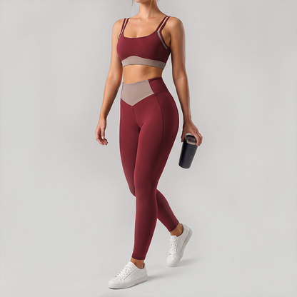 Wholesale Contrast Trim Yoga Set – Bra & Leggings Fitness Set
