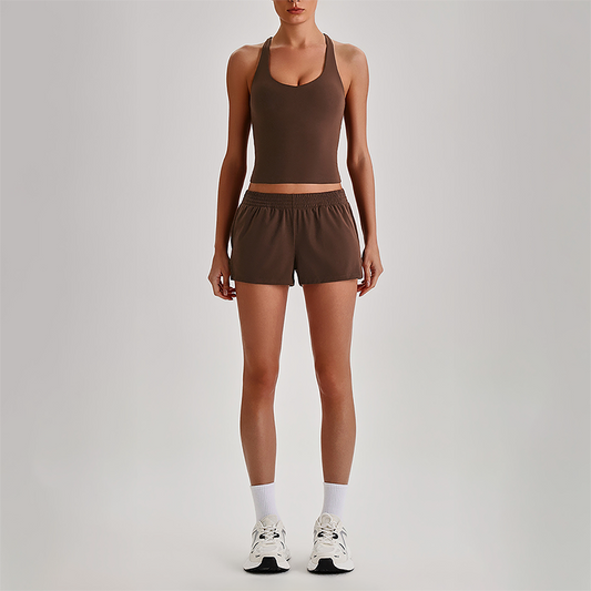 Wholesale Naked-Feel Racerback Sports Bra & High-Waist Biker Shorts Set – Sculpting Yoga 2-Piece
