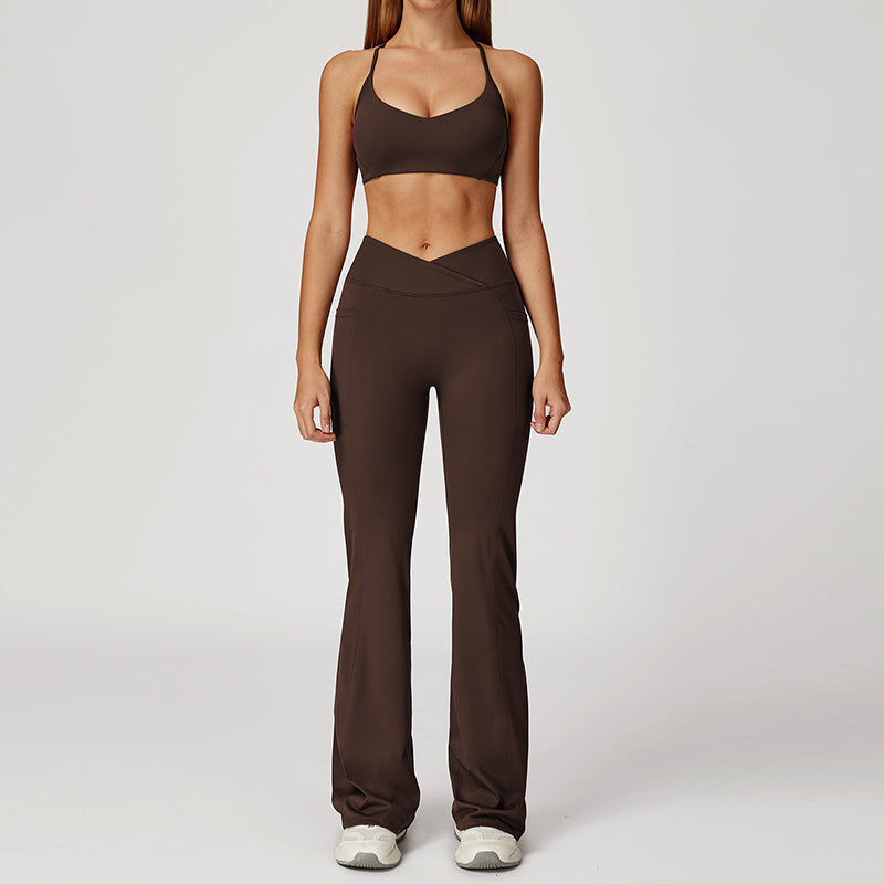 Thin Straps Bra + Flared Leg Pants 2-Piece Set