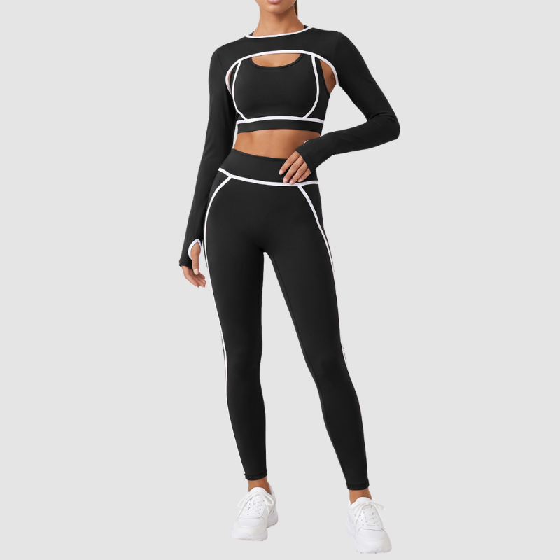 Wholesale Women's 3-Piece Yoga Set – Sleeveless Vest, Sports Bra and Leggings