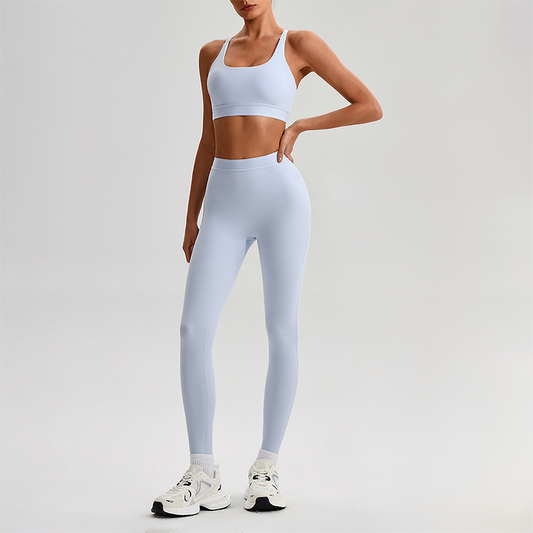 Wholesale Naked-Feel Sports Bra & High-Waist Biker Shorts Set – Quick-Dry Yoga 2-Piece