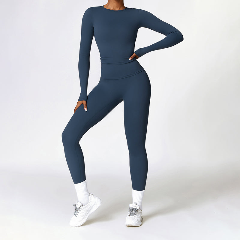Pinsel Long Sleeve Sport Top & High Taille Fitness Leggings 2 -teiliges Set