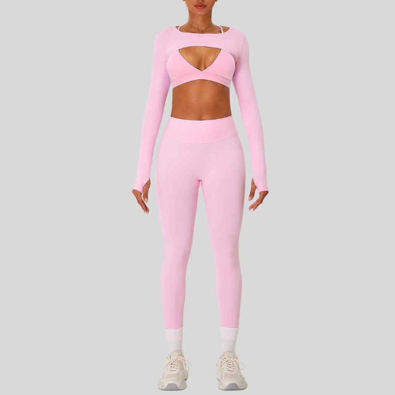 Naked Feel Sports Bra+long sleeve jacket+Legging 3-Piece Set