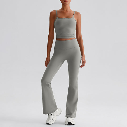 Thin straps tank top + Flared Leg pants 2-piece set