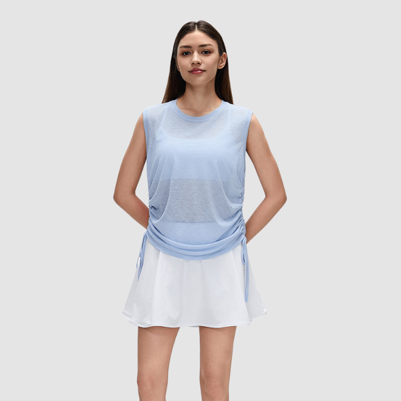 Wholesale Color-Blocked Faux Two-Piece Yoga Tennis A-Line Skirt