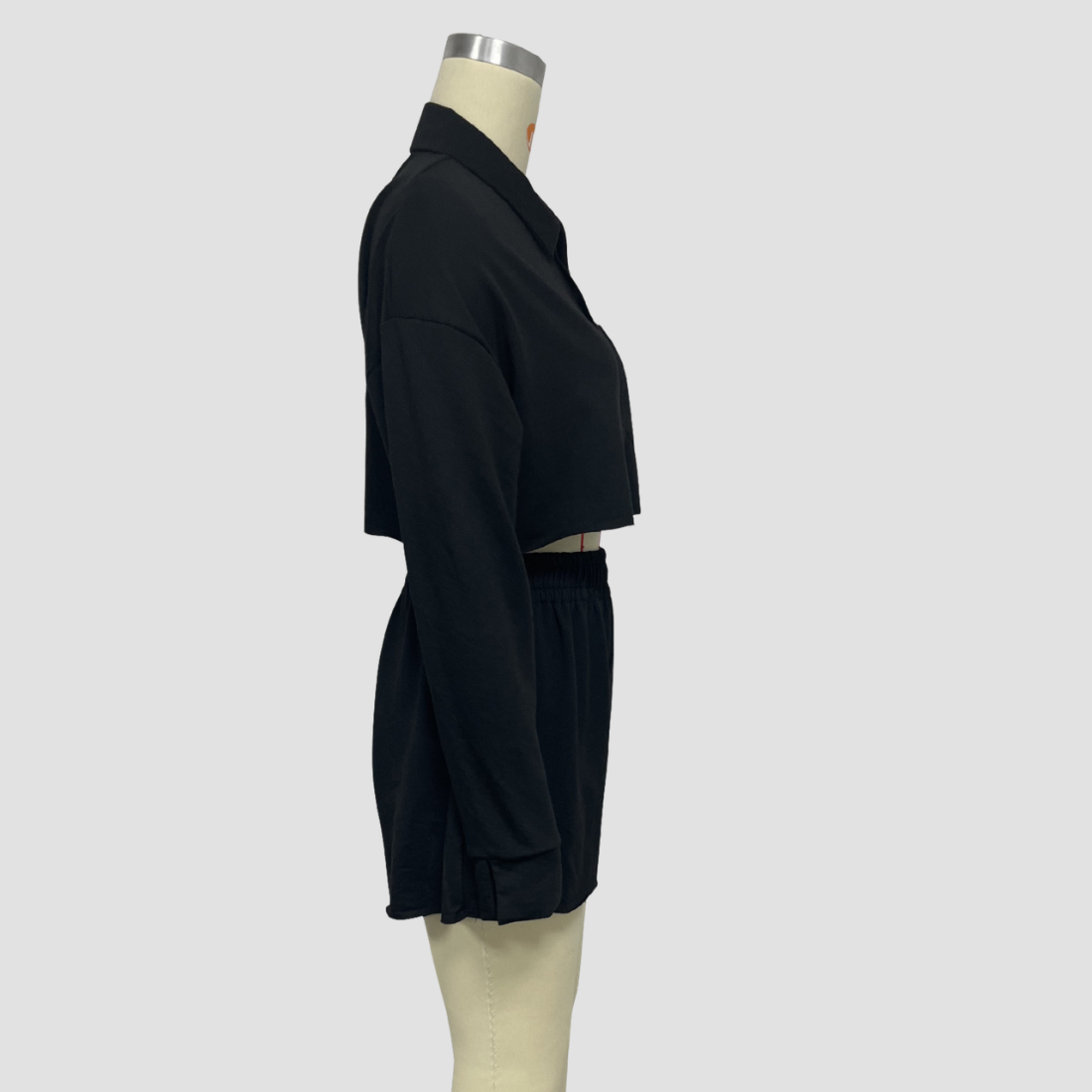 Wholesale Women's Long Sleeve Crop Cardigan & Drawstring Shorts Set – Casual Two-Piece TZ8040