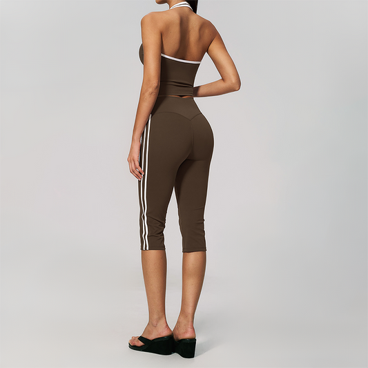 Wholesale Women's Cream-Feel Fleece Sleeveless Vest & High waisted cropped pants Set