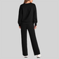 Wholesale Women's Long Sleeve Knit Sweatshirt & Wide-Leg Pants Set
