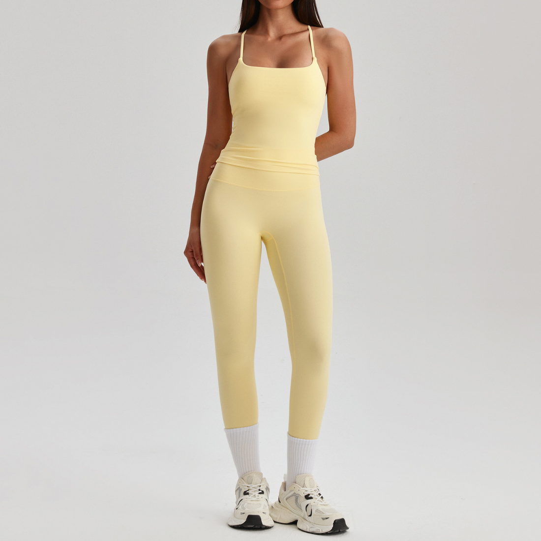 Women's Activewear Padded Sleeveless Top & Straight-Leg Pants Yoga Set