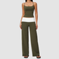 Wholesale Women’s Padded Strap Tank & Wide-Leg Yoga Pants Set