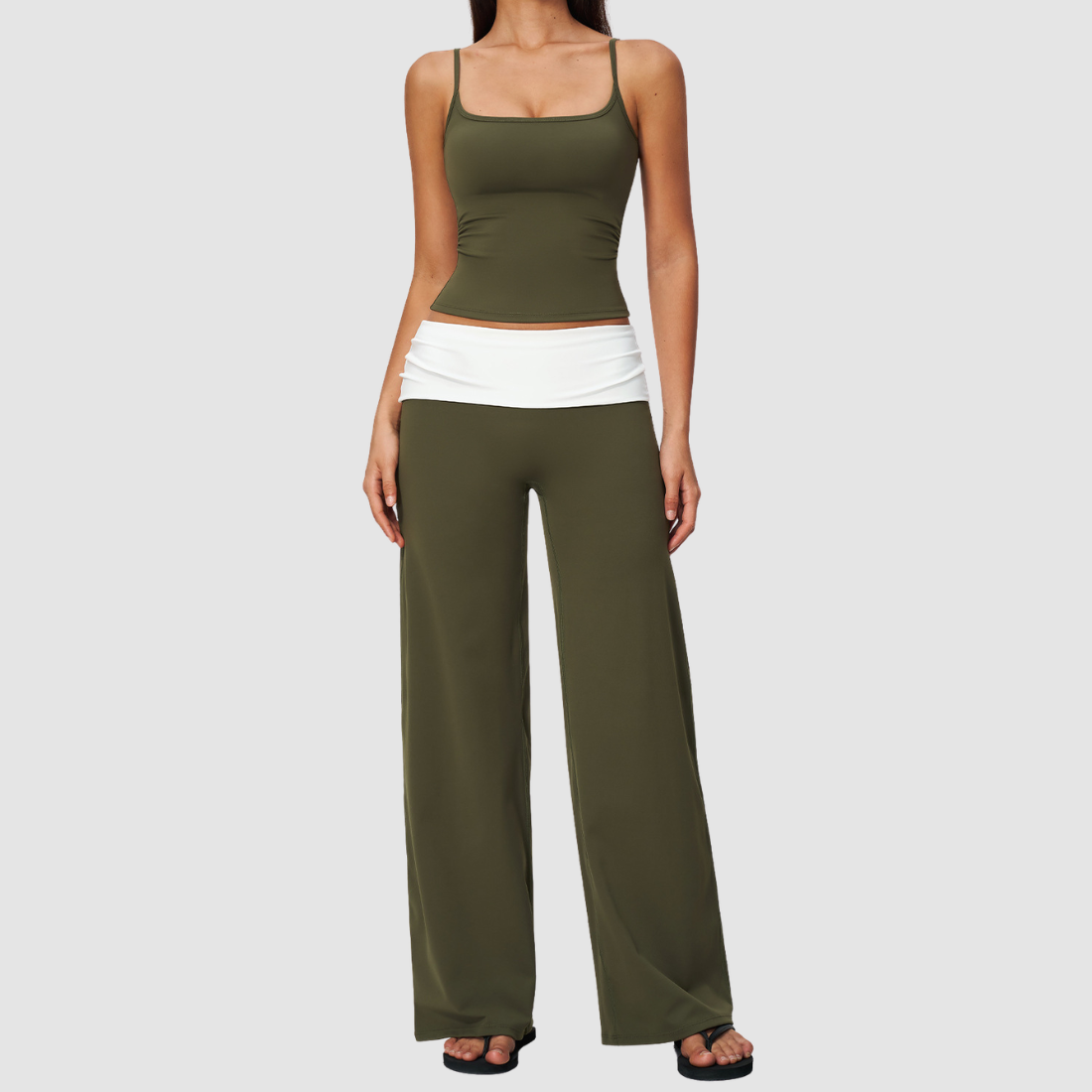 Wholesale Women’s Padded Strap Tank & Wide-Leg Yoga Pants Set