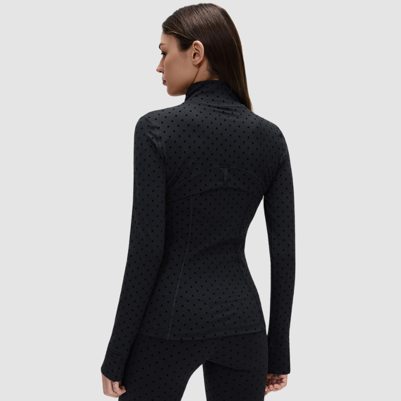 Wholesale Polka Dot Gold Zipper Stand Collar Jacket