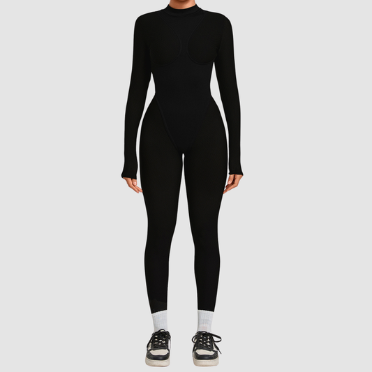 Wholesale Women's Mesh Panel Long Sleeve  Yoga Bodysuit