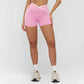 Women's contrasting color high-waisted athletic shorts