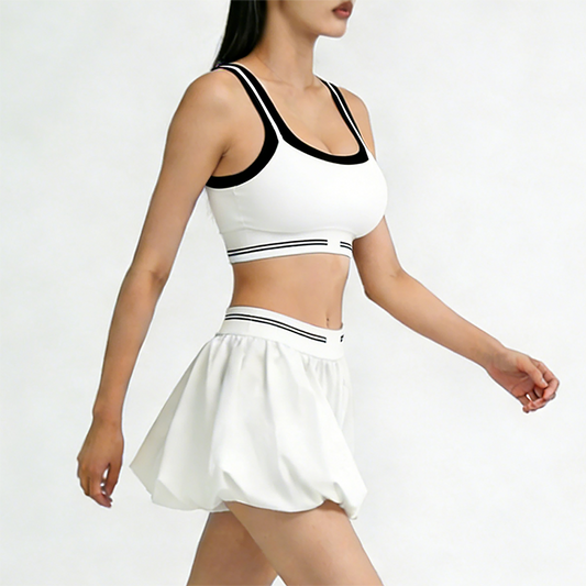 High-Elastic Quick-Dry Beautiful Back Bra + Tennis Skirt 2-Piece Set