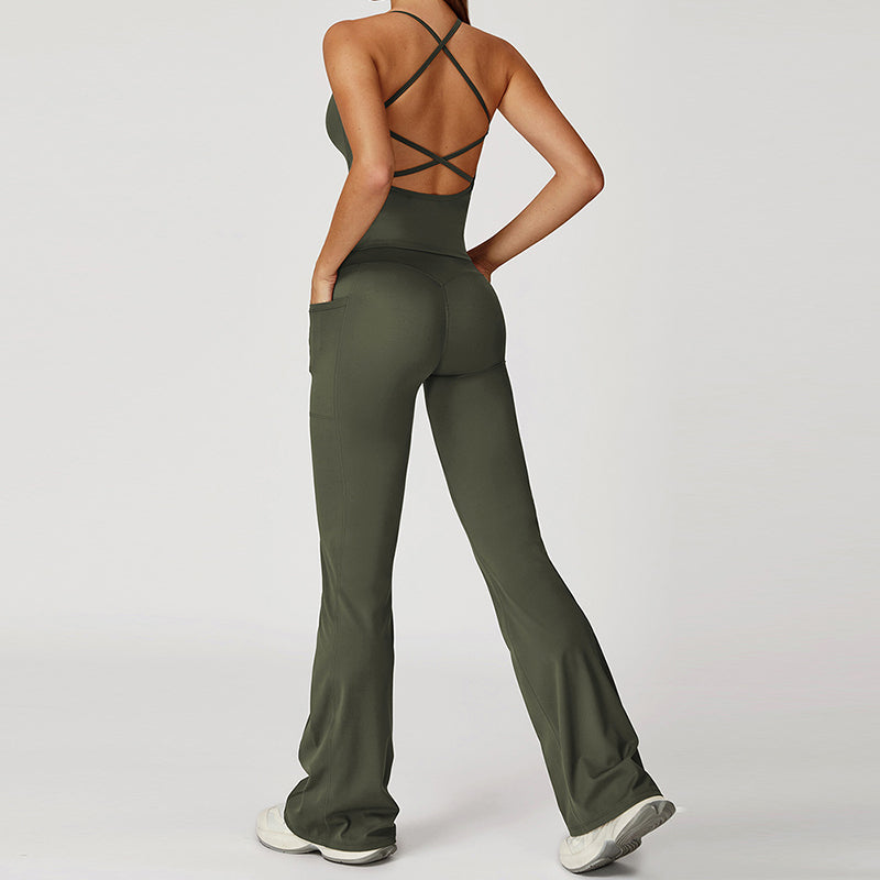 Snug-Fit Tank Top + Flared Leg Pants 2-Piece Set