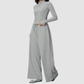 Wholesale Women's Stand-Collar Zip Jacket & Wide-Leg Pants Yoga Set