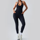 Halter hollow out quick dry sports jumpsuit