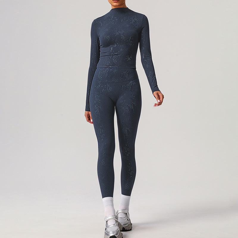 Wholesale women's hot-stamped silver high-stretch top +athletic leggings