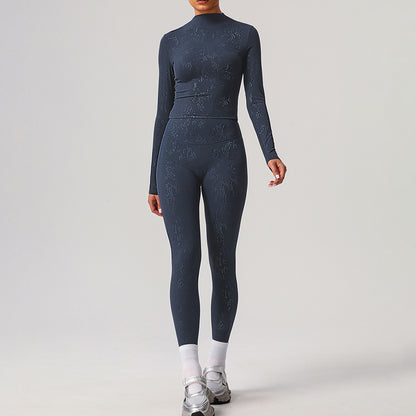 Wholesale women's hot-stamped silver high-stretch top +athletic leggings