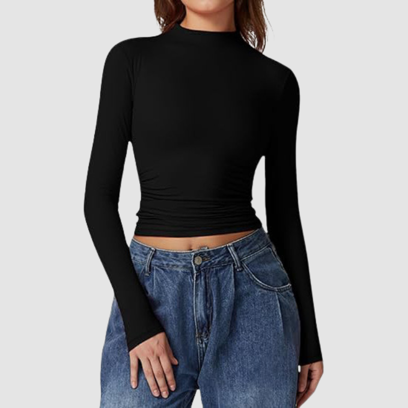 holesale stand-collar long-sleeved top