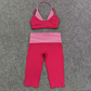 Wholesale Women's Faux-layered Bra Bra+Fold-over Waistband Shorts 2-Piece Set