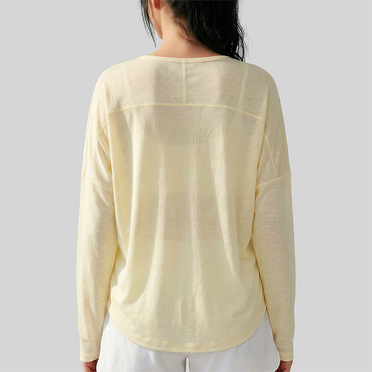 Wholesale Women's Side Drawstring Long Sleeve Yoga Top