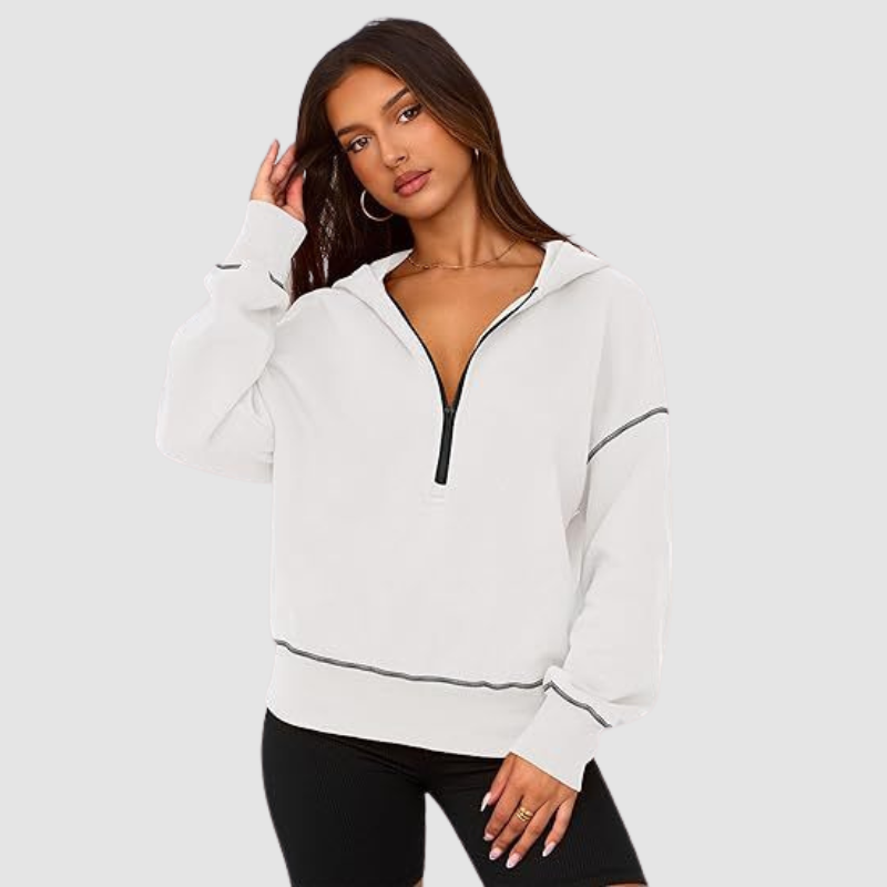 Wholesale pullover hooded half-zip sweatshirt