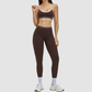 Women's Contrasting Color Backless Bra+Highlighted Legging 2-piece Set