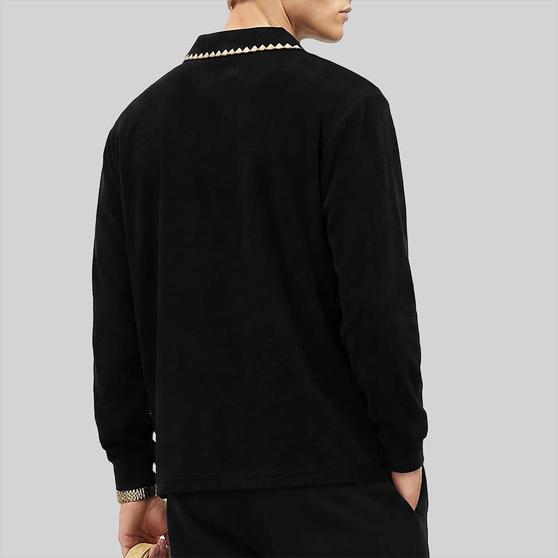 Wholesale Vintage Fleece Polo Sweatshirt – Heavyweight Loose Pullover