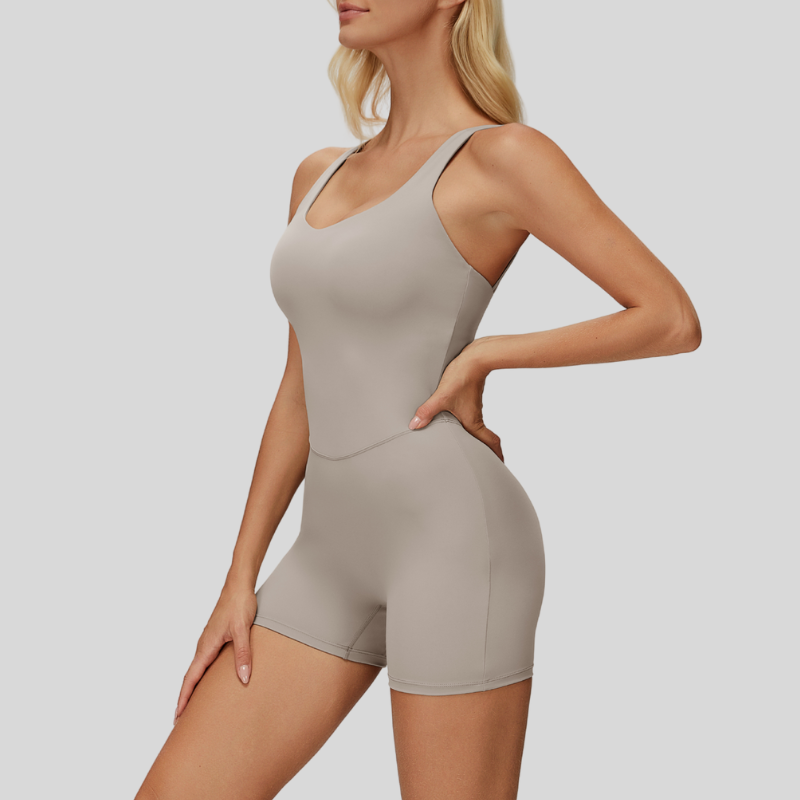 Shorts jumpsuit with cutout back