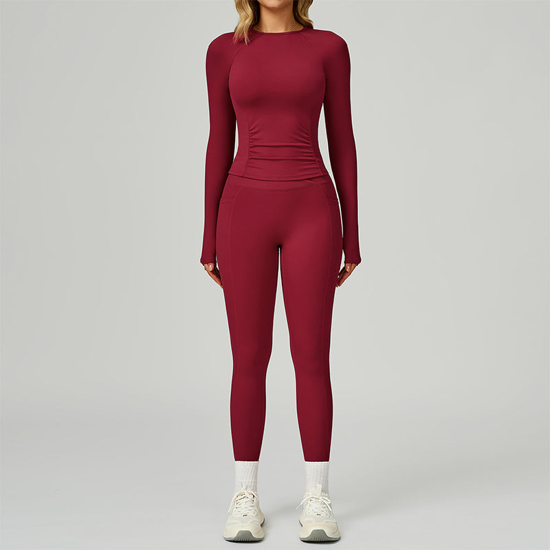Long sleeve Sports top + High-waisted leggings 2-Piece Set