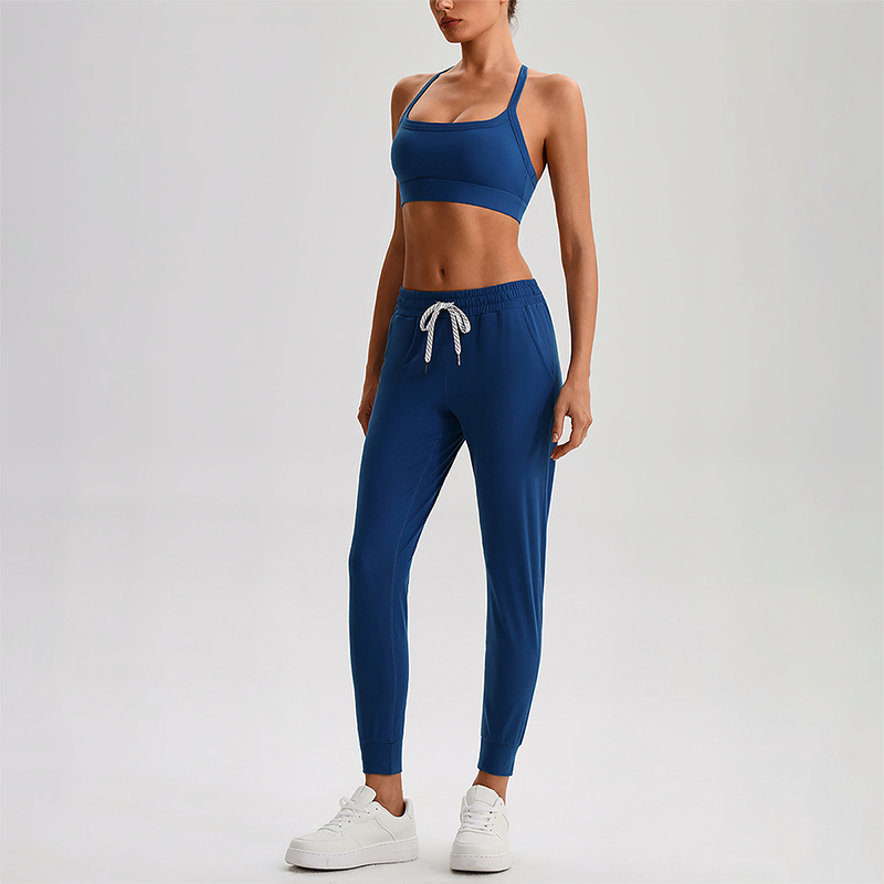 Wholesale Naked-Feel Open-Back Sports Bra & High-Waist Jogger Pants Set – Sculpting Yoga 2-Piece