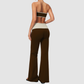 Wholesale Bandeau Contrast Color Flared Yoga Set – Tummy Control Fitness Outfit