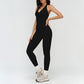 Halter neck backless tank top + high-waisted leggings 2-piece set