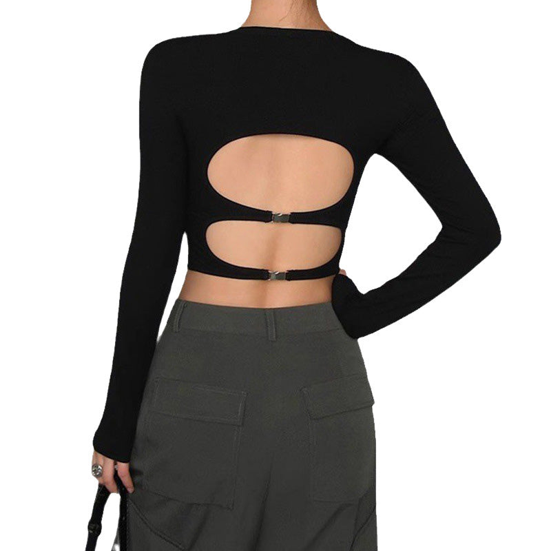 Wholesale women's sports long sleeve tops with hollow back