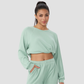Women's Waffle Knit Crew Neck Long Sleeve Athletic T-Shirt