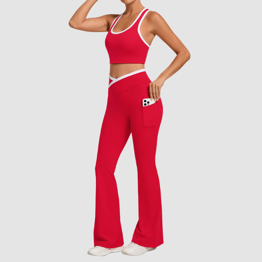 Wholesale contrasting vest+cross waistline Pants set | Wonderxfans bulk activewear