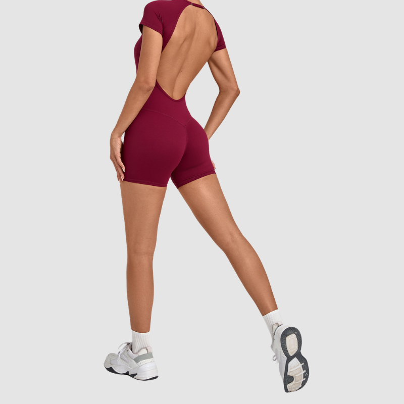 Wholesale Women's Open-Back Adjustable Yoga Bodysuit – Slim-Fit Butt-Lifting Short Romper