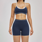 Wholesale Color Block Naked Yoga Halter Bra+Tight Shorts 2-Piece Set
