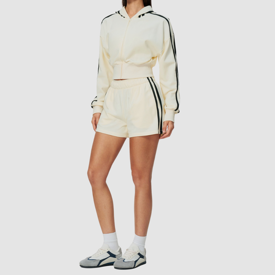 Wholesale Women's Zip Up Hoodie and Short Sweatpants Set