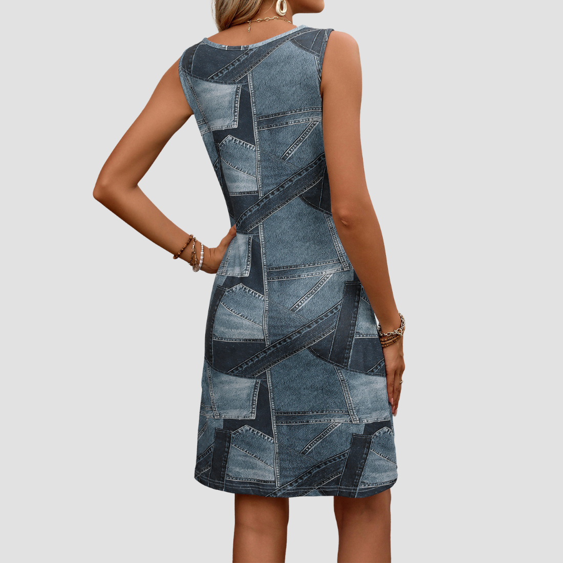 Wholesale Women's Fashionable Denim Print Dress
