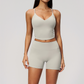 Wholesale Women's Cross-Back High Waist Yoga Set Sports Bra & Shorts with Chest Pad