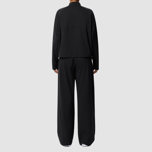 Wholesale Women’s Waffle Knit Active Set – Stand-Collar Long Sleeve & Pants